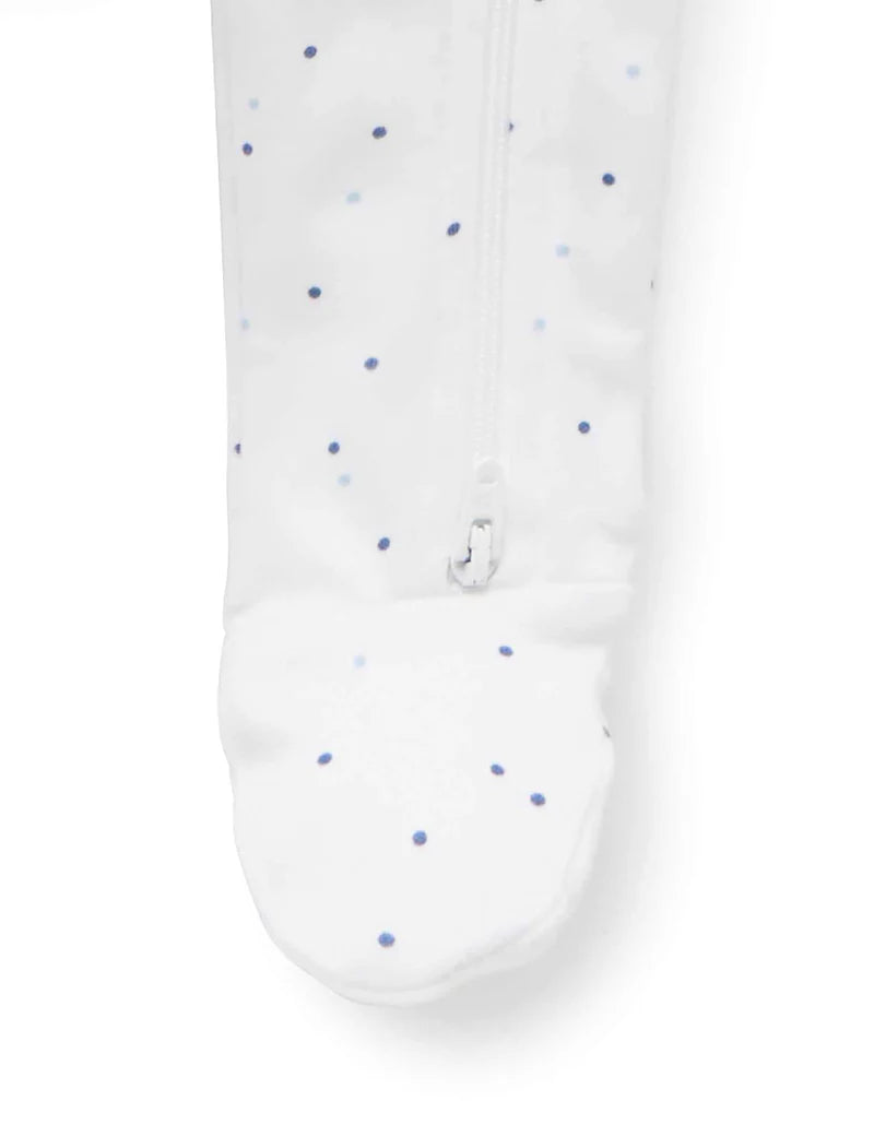 Purebaby Organic Zip Growsuit 2 Pack - Pale Blue & Spots