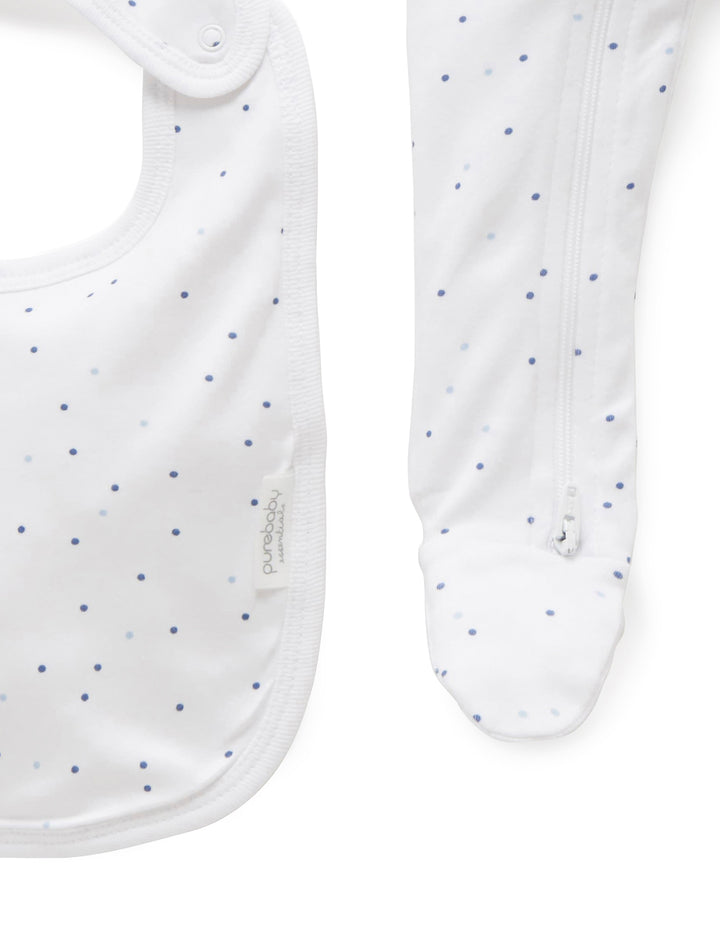 Purebaby Organic 3 Piece Set - Pale Blue Spots