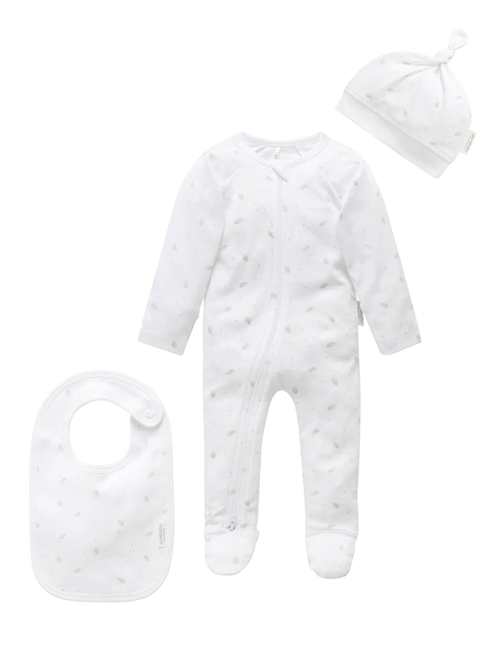 Purebaby Organic 3 Piece Set - Grey Leaves & Spots