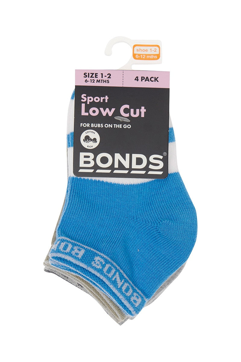 Bonds Baby Low Cut Sportlet Socks 4 Pack