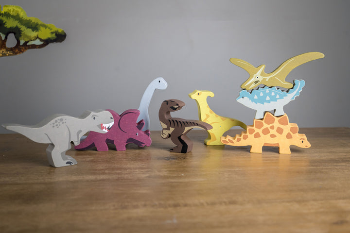 Wooden Animal Play Set - Dinosaurs