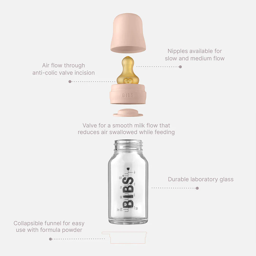 BIBS Baby Glass Bottle Complete Set 110ml | Cloud
