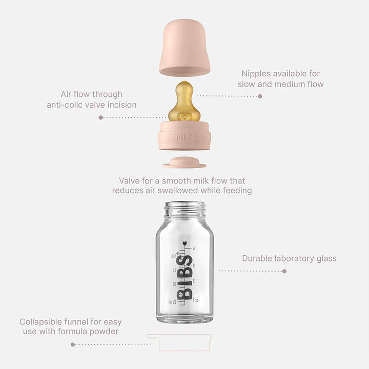 BIBS Baby Glass Bottle Complete Set 110ml | Cloud