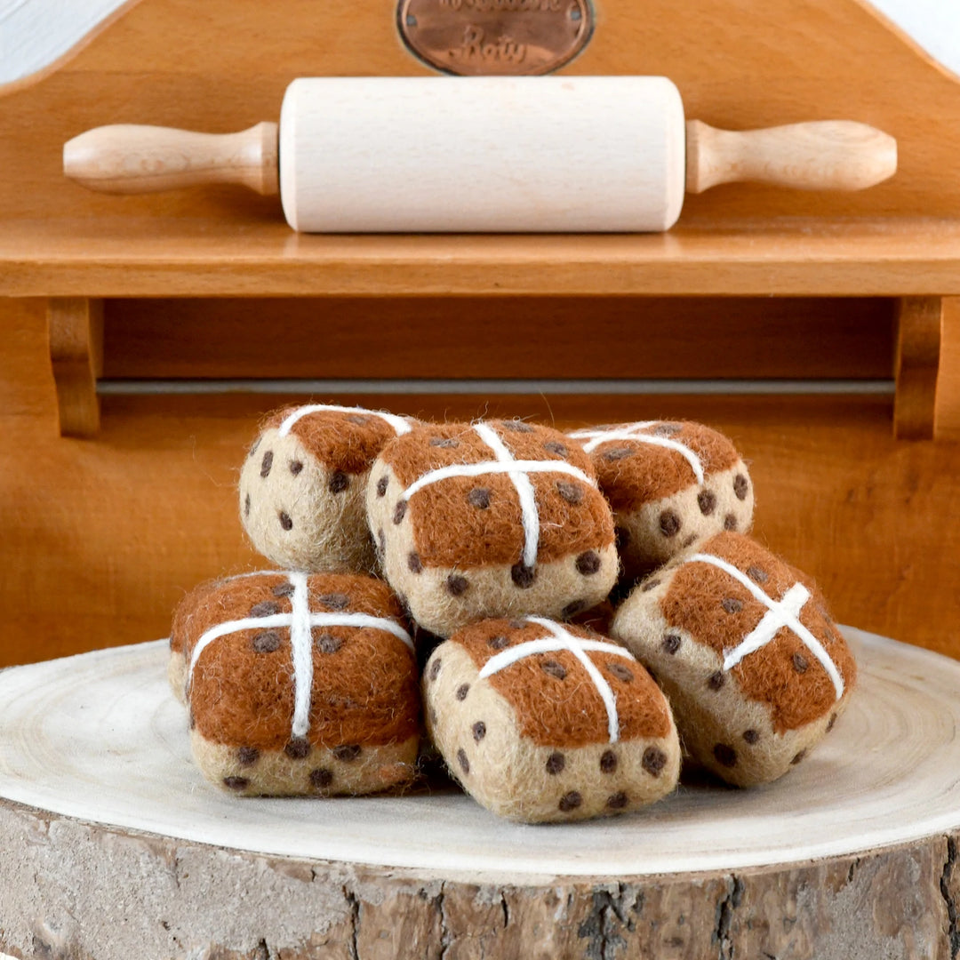 Hot Cross Buns (Set of 3) Felt Play Food