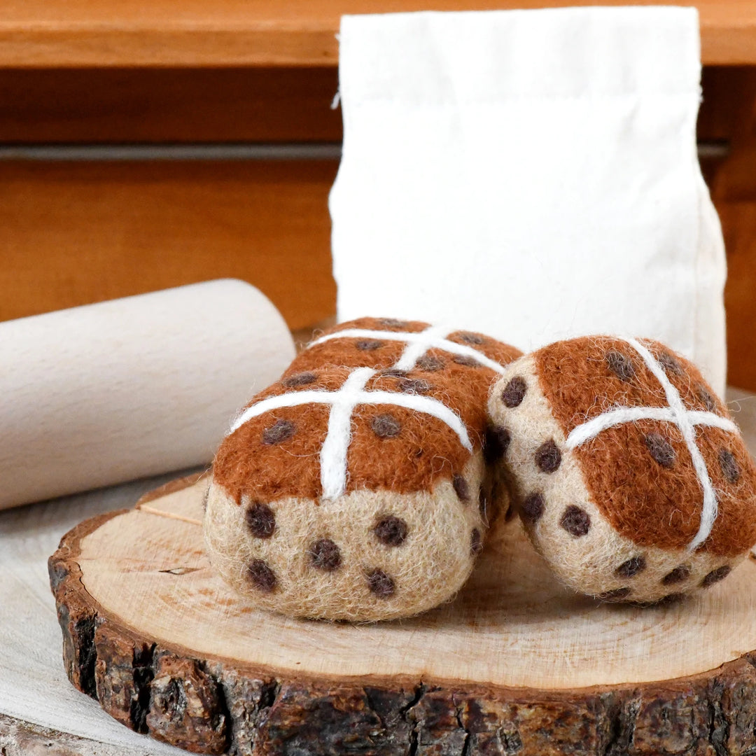 Hot Cross Buns (Set of 3) Felt Play Food