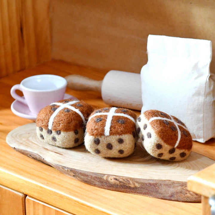 Hot Cross Buns (Set of 3) Felt Play Food