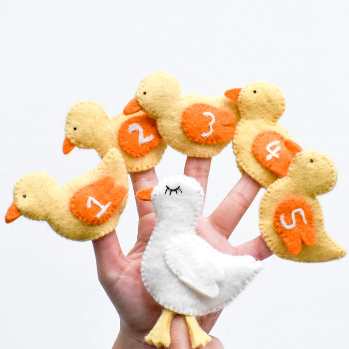 Handmade Felt Finger Puppet Set - Five Little Ducks