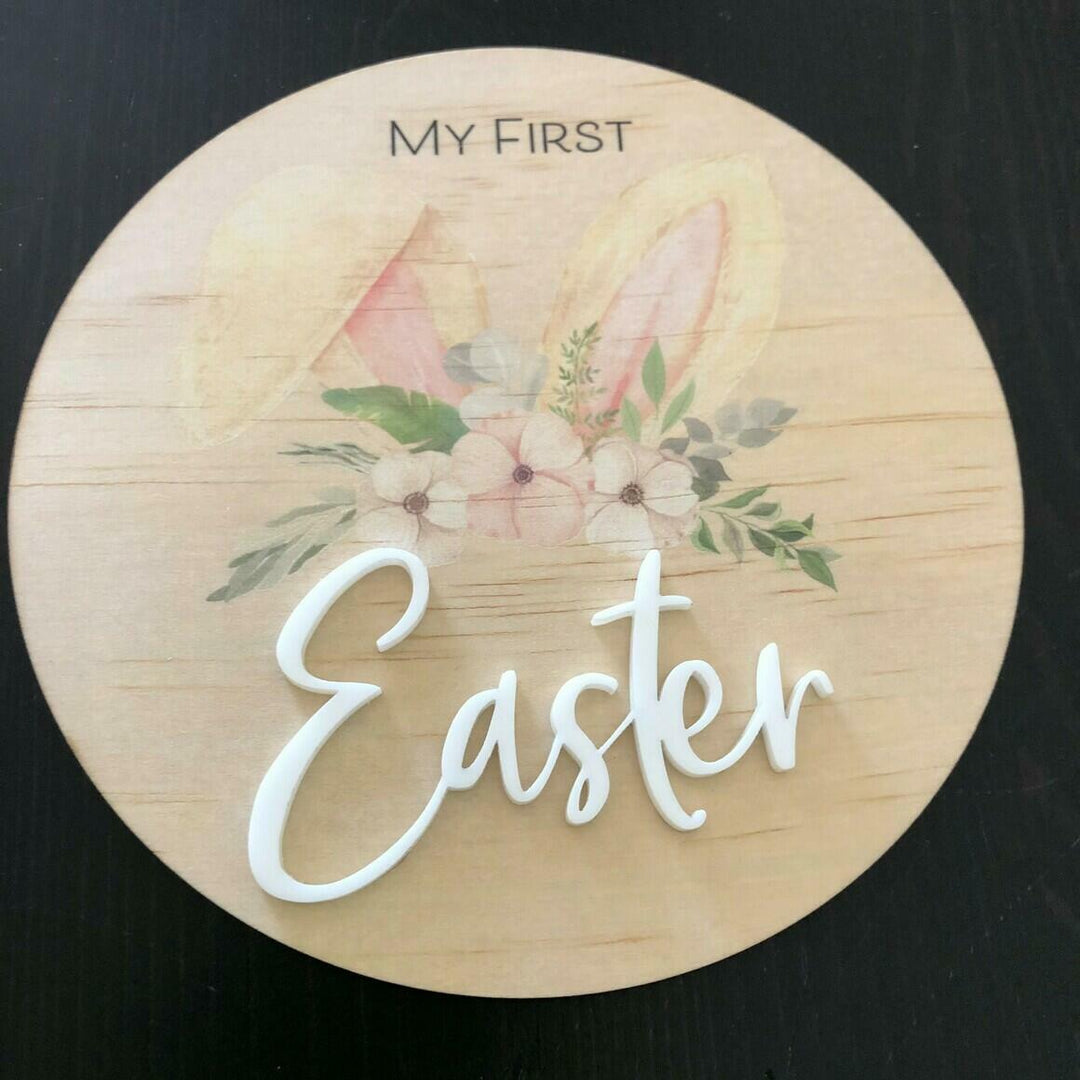 My First Easter Large Wooden Plaque - Floral