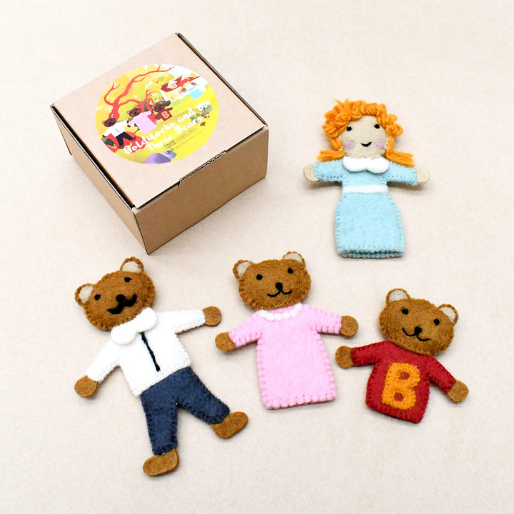 Felt Finger Puppet Set - Goldilocks and the Three Bears