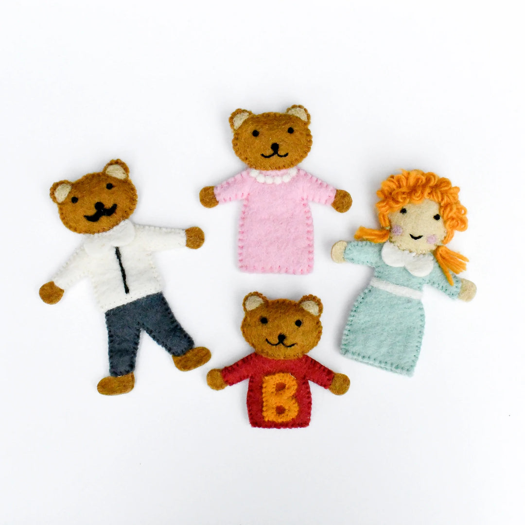 Felt Finger Puppet Set - Goldilocks and the Three Bears