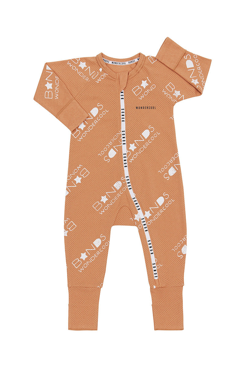 Bonds Baby Wondercool Zip Wondersuit - Burnt Orange