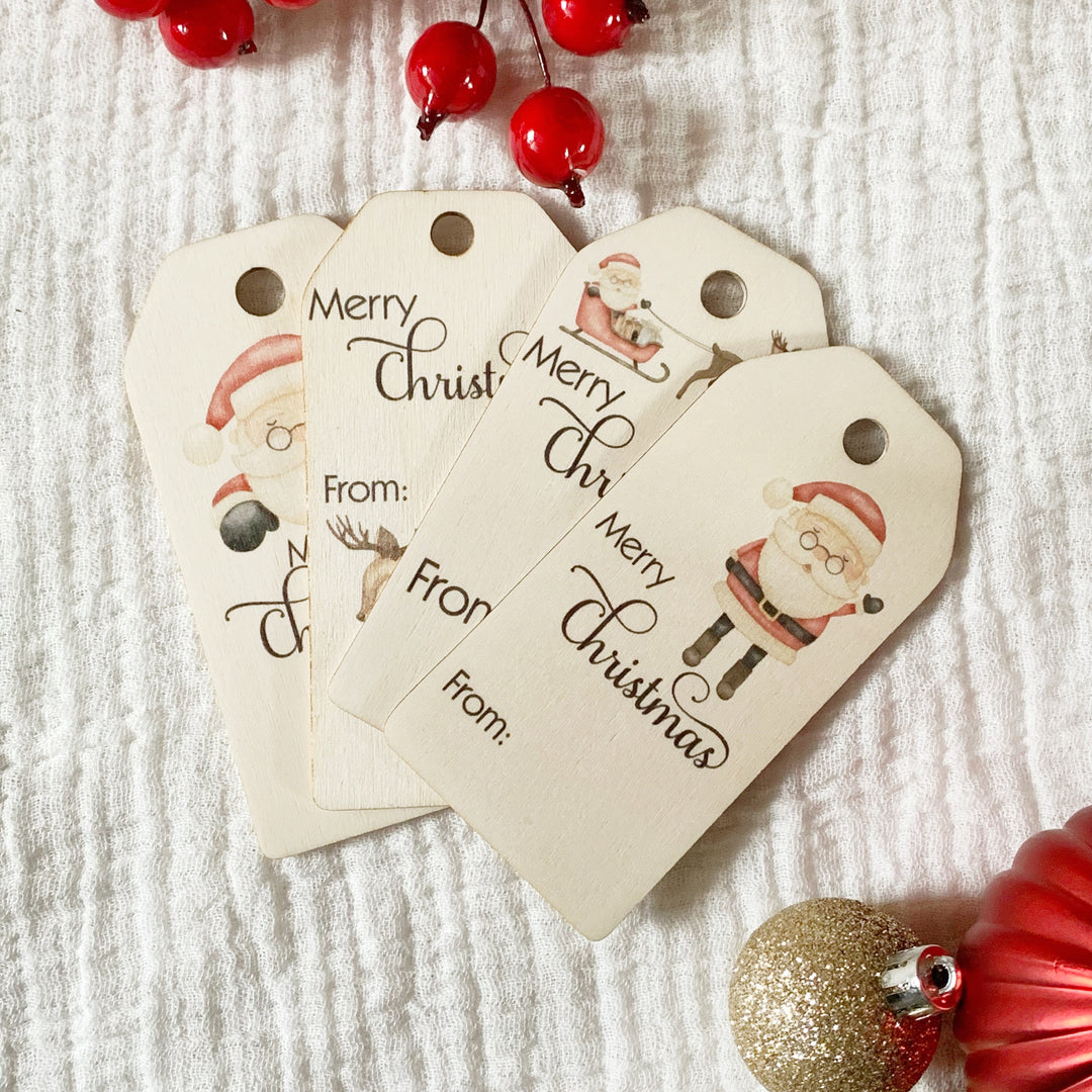 Wooden Christmas Tag Set 4 Piece