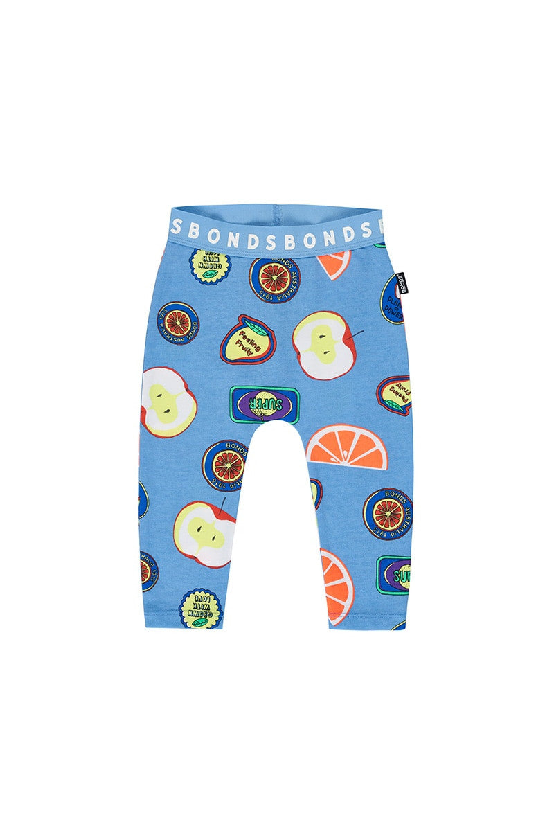 Bonds Baby Stretchies Leggings - Fruit Sticker Fun Blue