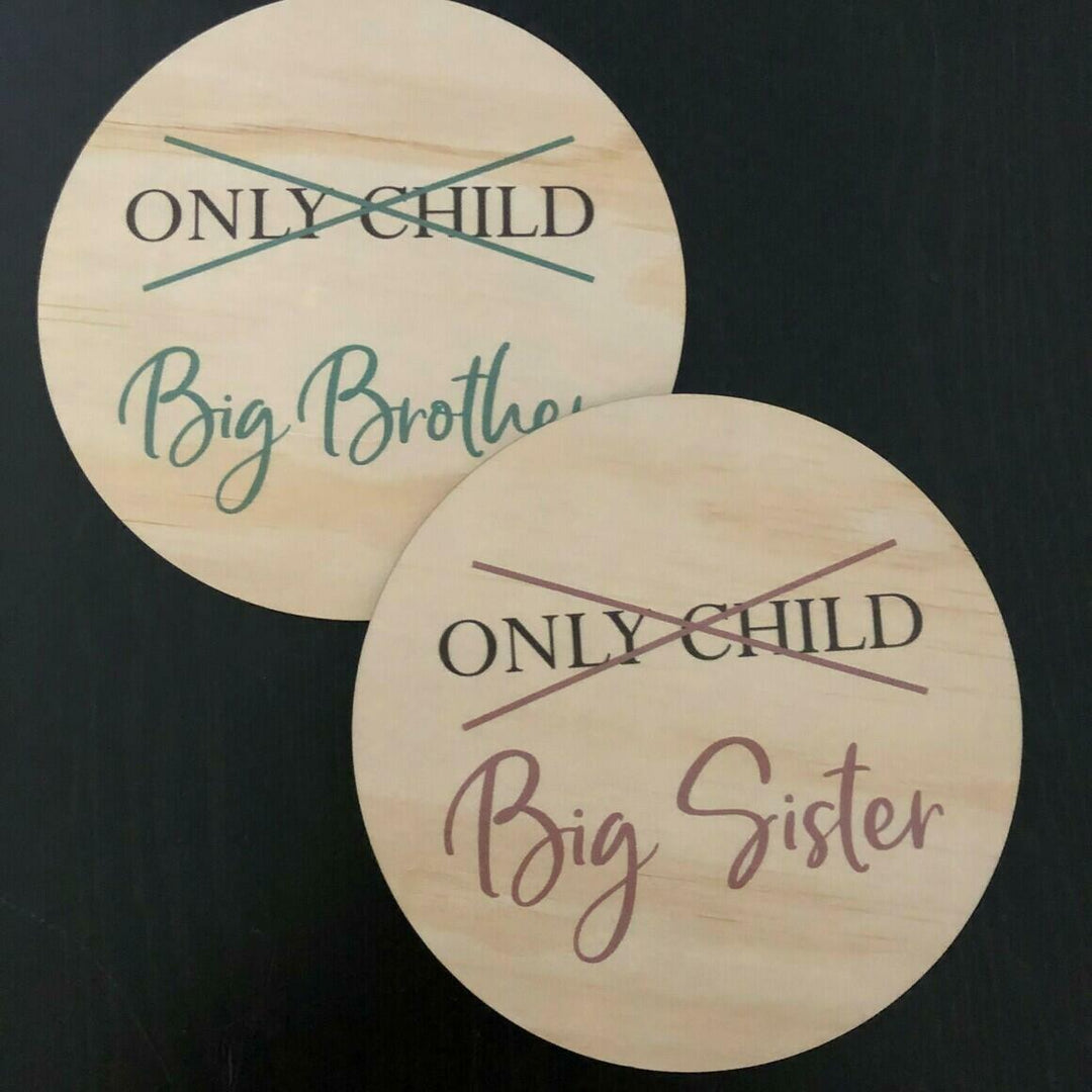 Only Child Sibling Announcement Wooden Plaque