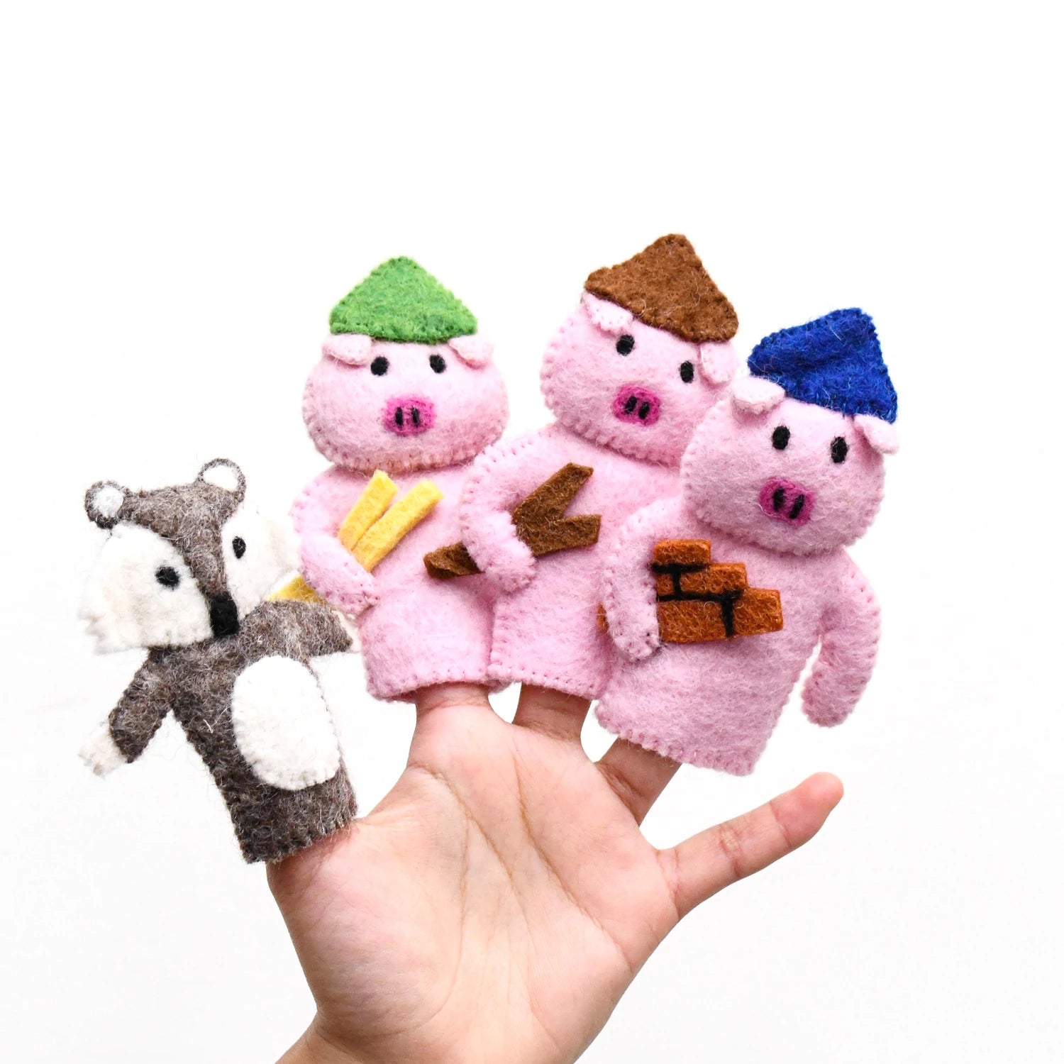 Felt Finger Puppet Set - The Three Little Pigs – The Thrifty Mumma