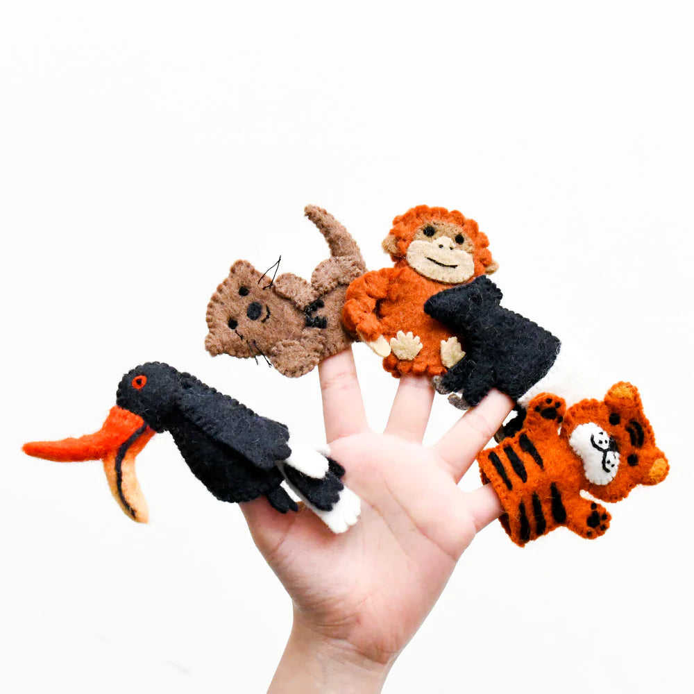 Felt Finger Puppet Set - Asian Tropical Rainforest Animals