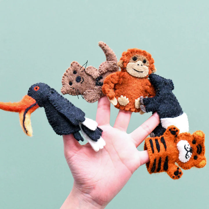 Felt Finger Puppet Set - Asian Tropical Rainforest Animals